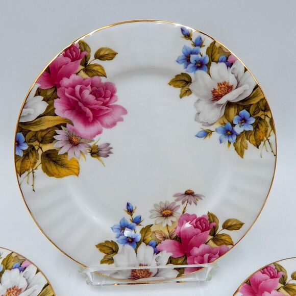 Stechcol Gracie Bone China Coastline Peony Magnolia 7 1/2 In Salad Side Plates 4 - Picture 2 of 8